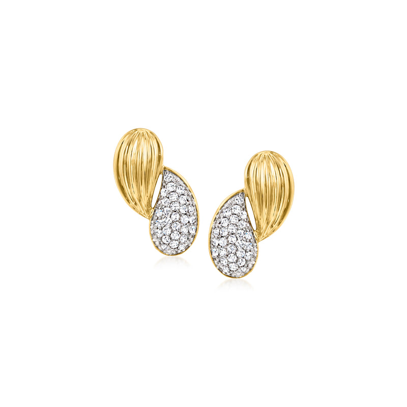 Double-teardrop drop earrings with lab-grown diamonds in gold over sterling