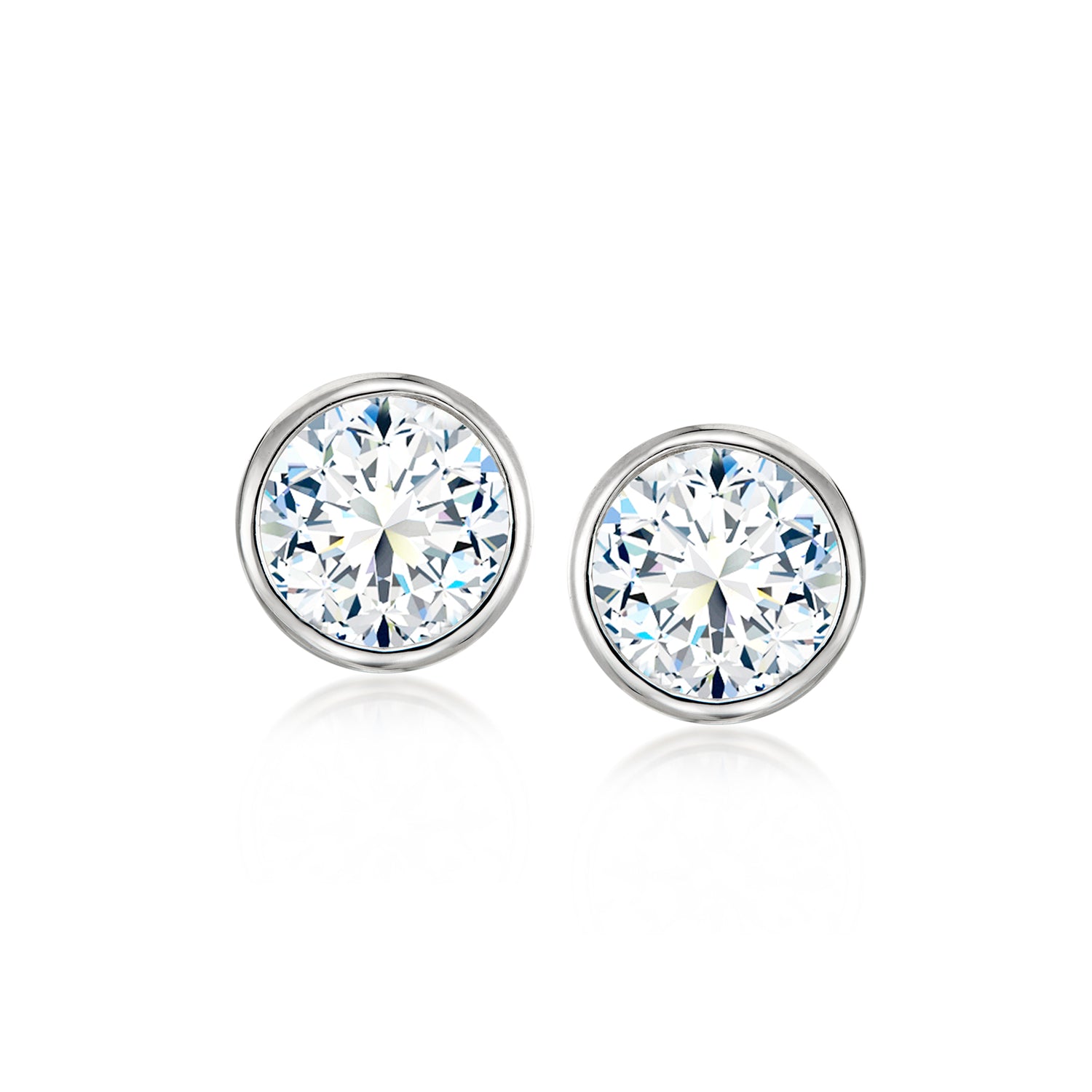 2.00 ct. t.w. Bezel-Set CZ Stud Earrings in Sterling Silver
