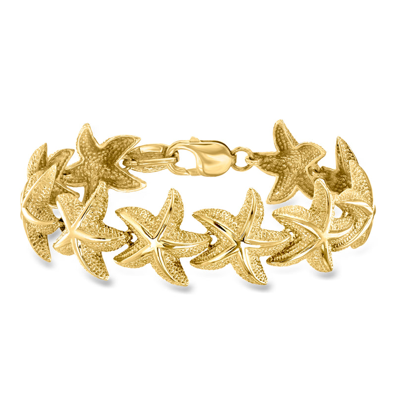14k yellow gold starfish link bracelet with lobster clasp