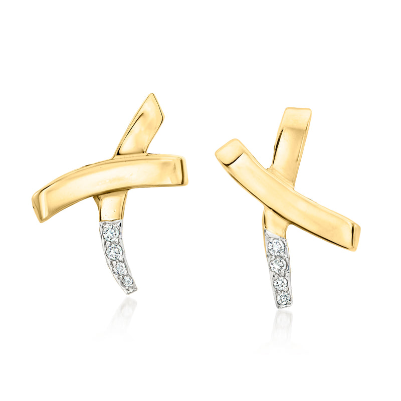 Tiffany vintage 18kt yellow gold X earrings with diamond accents