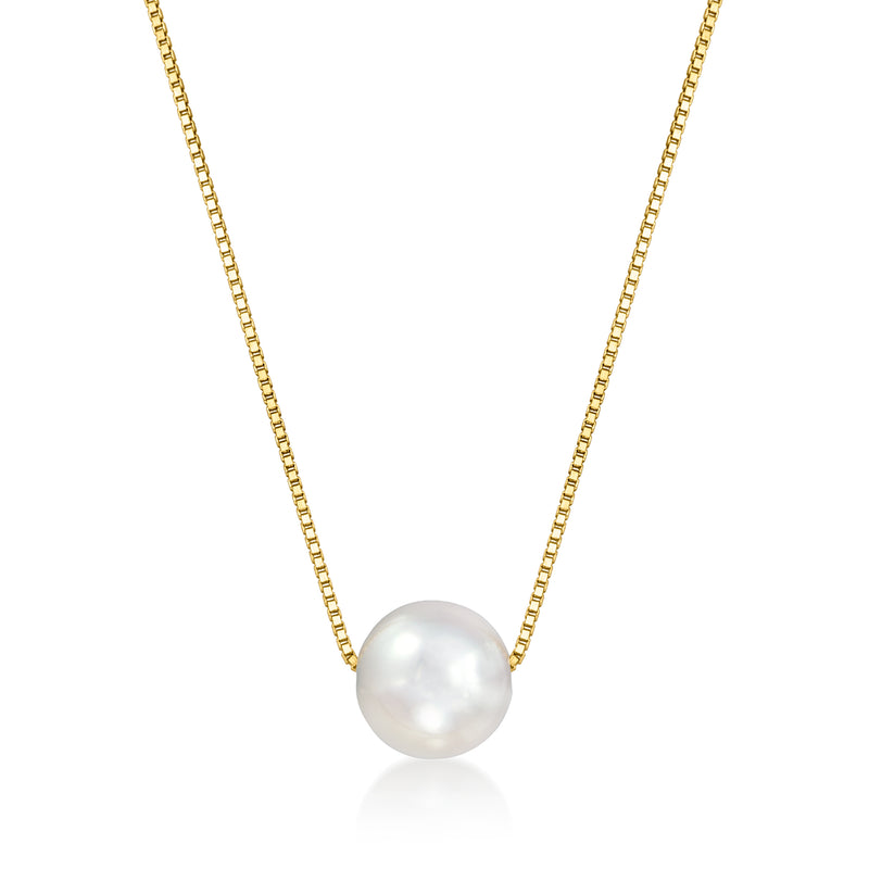 5–5.5mm cultured pearl necklace with white pearl and 14kt yellow gold chain