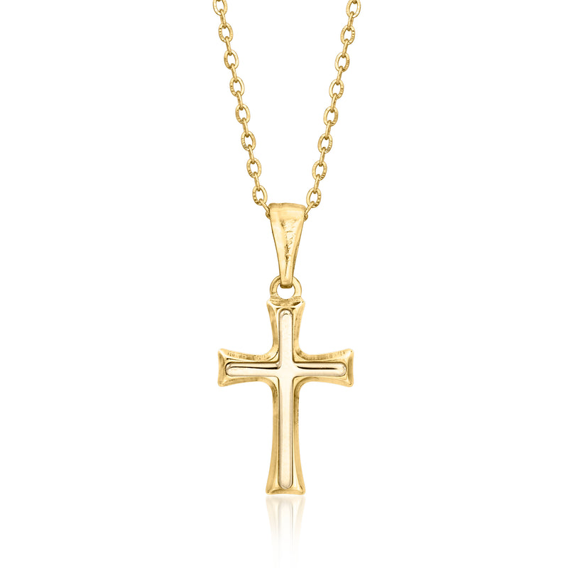 Vintage 18kt yellow gold cross pendant necklace with link chain