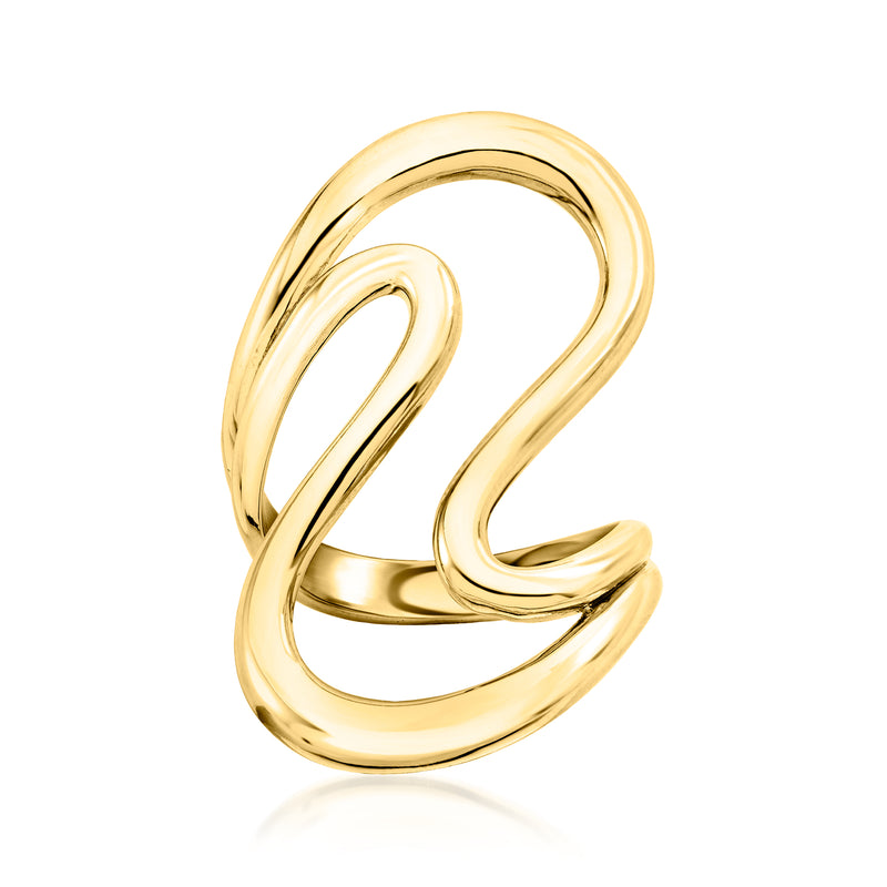 Gold-tone open-space wave ring with sculpted loops, 18kt gold over sterling