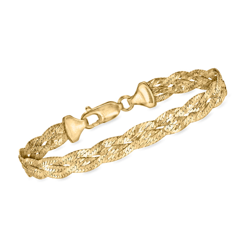Vintage 14kt yellow gold braided bracelet with box clasp