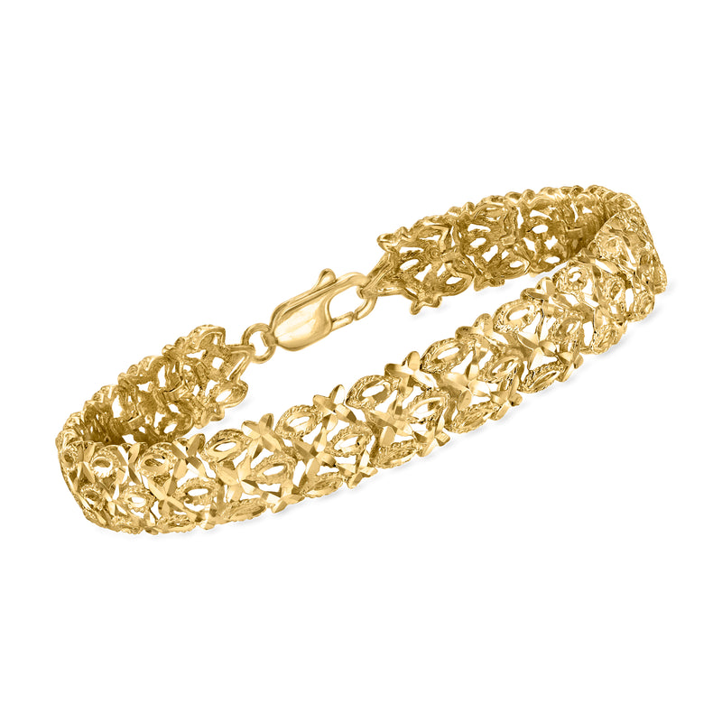 Vintage 14kt yellow gold openwork bracelet with ornate link pattern