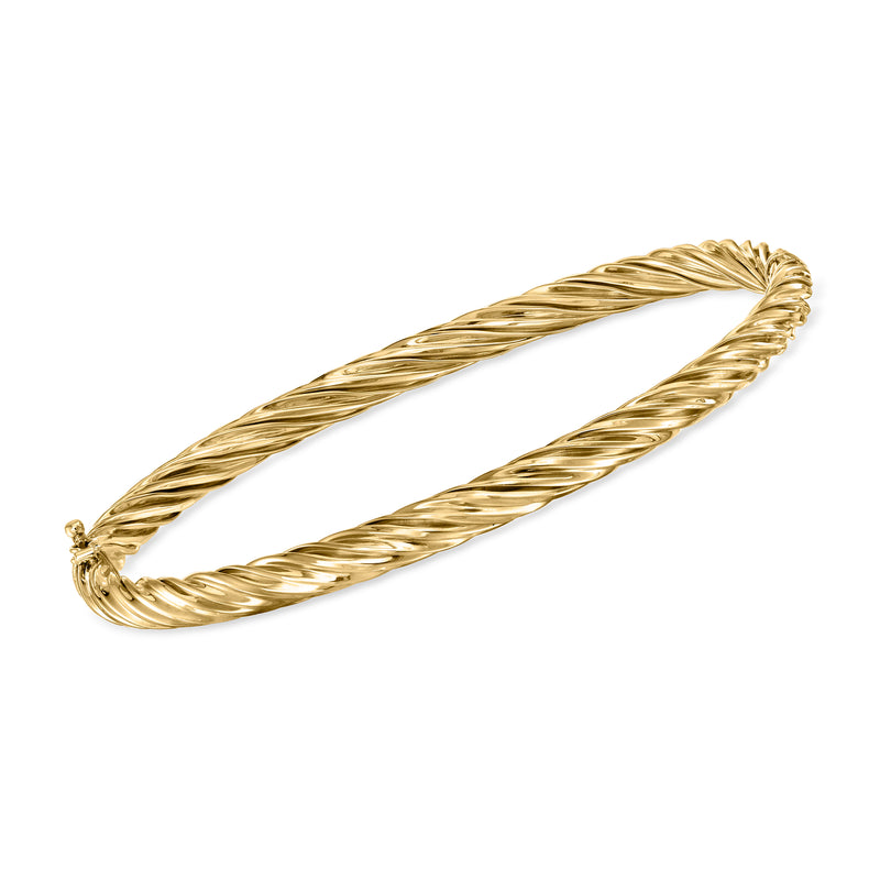Vintage 14kt yellow gold twisted bangle bracelet with rope-like twist