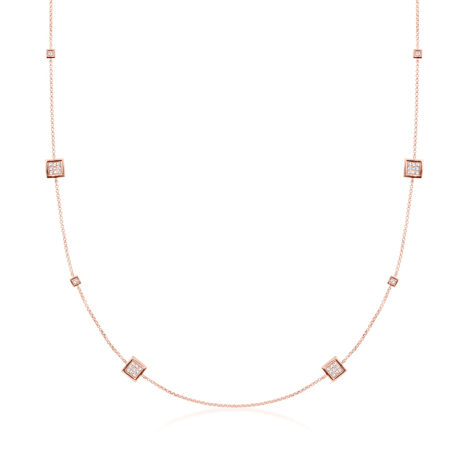 C. 1990 Vintage 1.60 ct. t.w. Black and White Diamond Reversible Station Necklace in 14kt Rose Gold