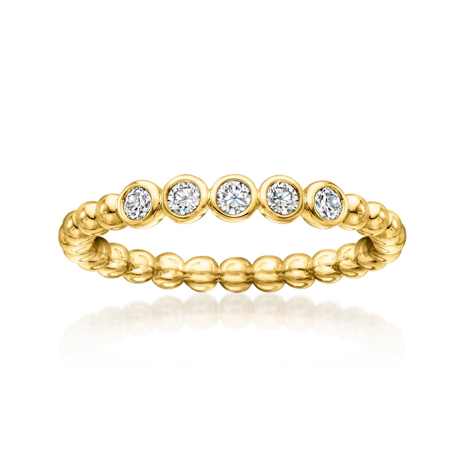 .25 ct. t.w. Bezel-Set Lab Grown Diamond Beaded Ring in 18kt Gold Over Sterling