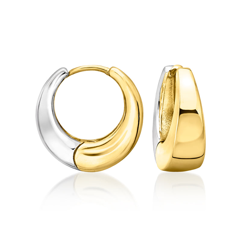 Two-tone chunky hoop earrings, silver and gold 14k-plated finish