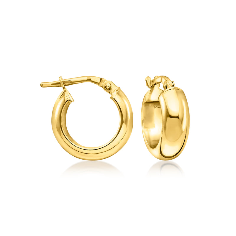 18kt gold over sterling huggie hoop earrings, small hinged hoops with clasp