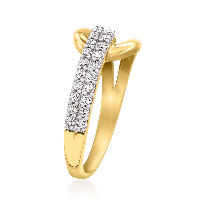 Diamond interlocking loop ring in gold over sterling