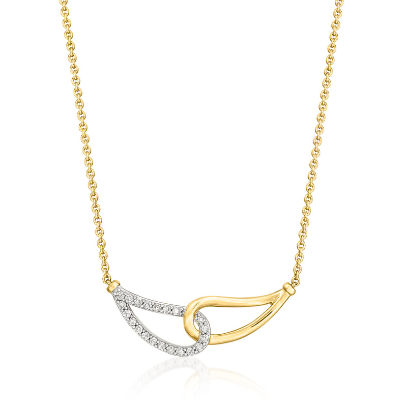 18kt gold over sterling necklace with interlocking loop pendant and diamond accents