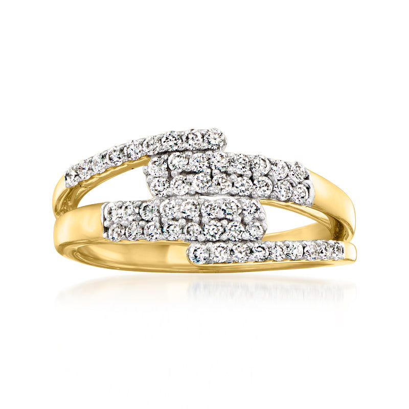 Lab-grown diamond interlocking multi-row ring in gold