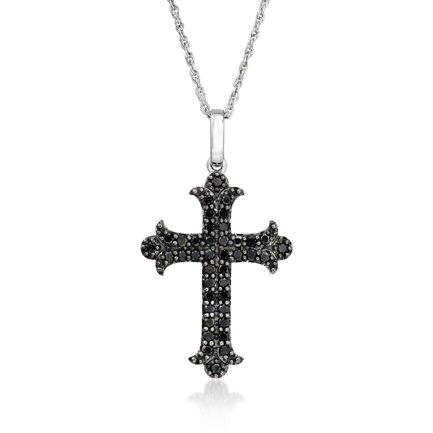 .50 ct. t.w. Black Diamond Cross Pendant Necklace in Sterling Silver