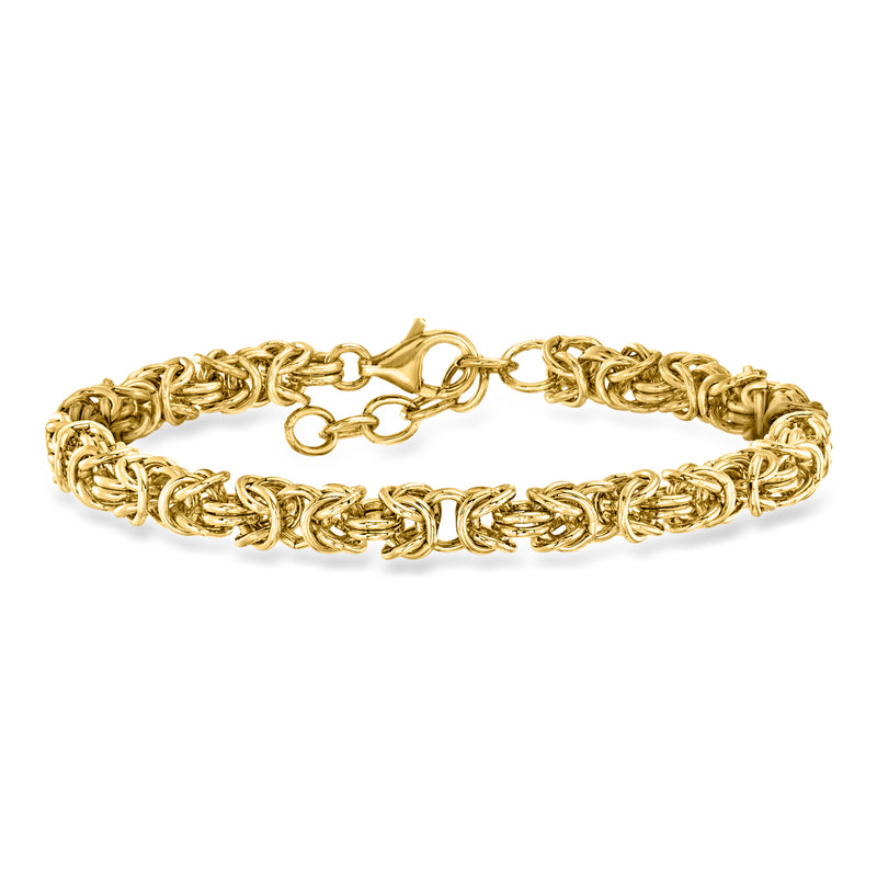 Yellow gold-plated Byzantine chain bracelet with clasp and polished links