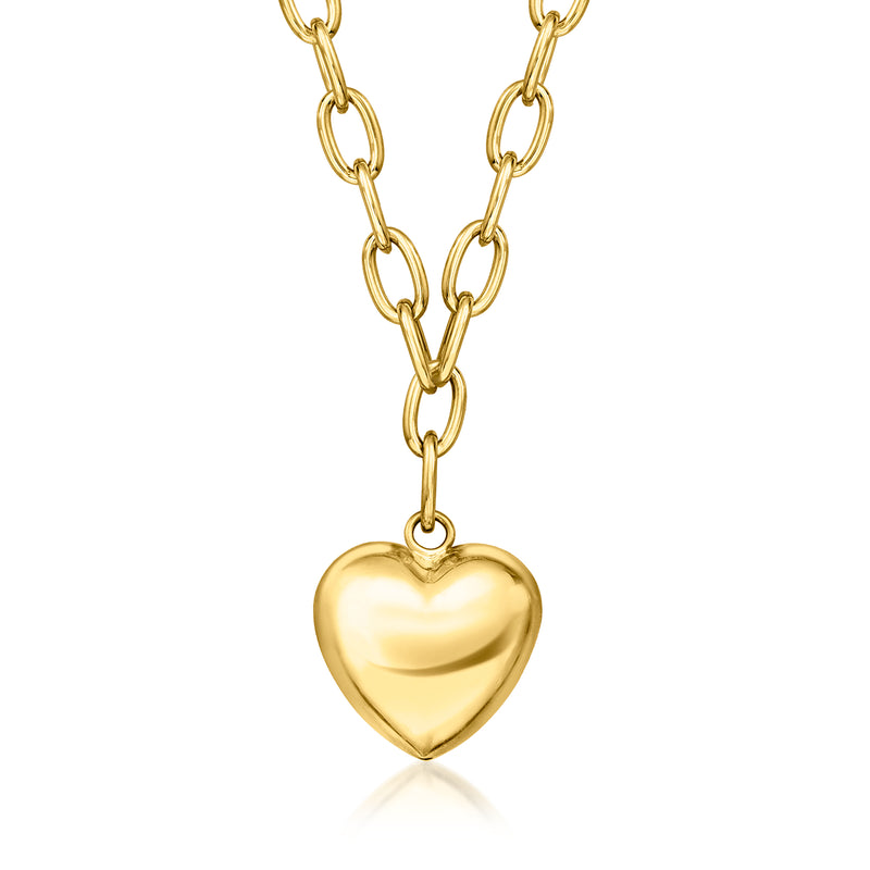 Gold-plated heart cable-chain necklace with heart pendant