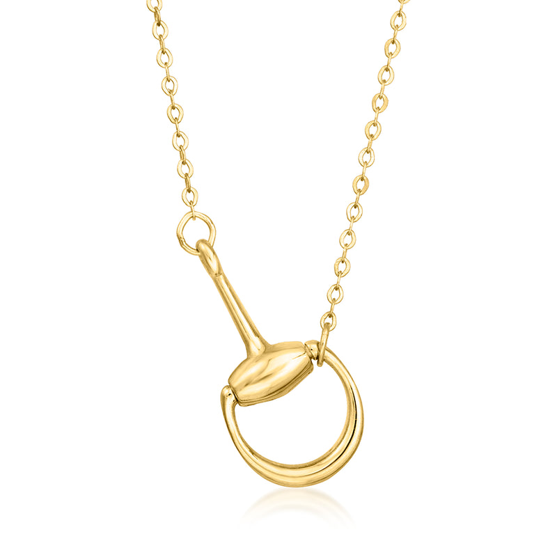 14kt yellow gold horse bit pendant necklace with linked chain