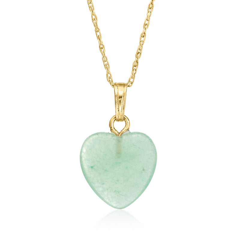 14kt yellow gold necklace with mint-green jade heart pendant