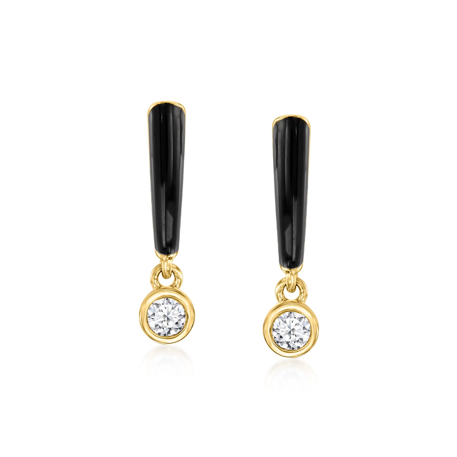 .30 ct. t.w. Lab Grown Diamond Drop Earrings with Black Enamel in 18kt Gold Over Sterling