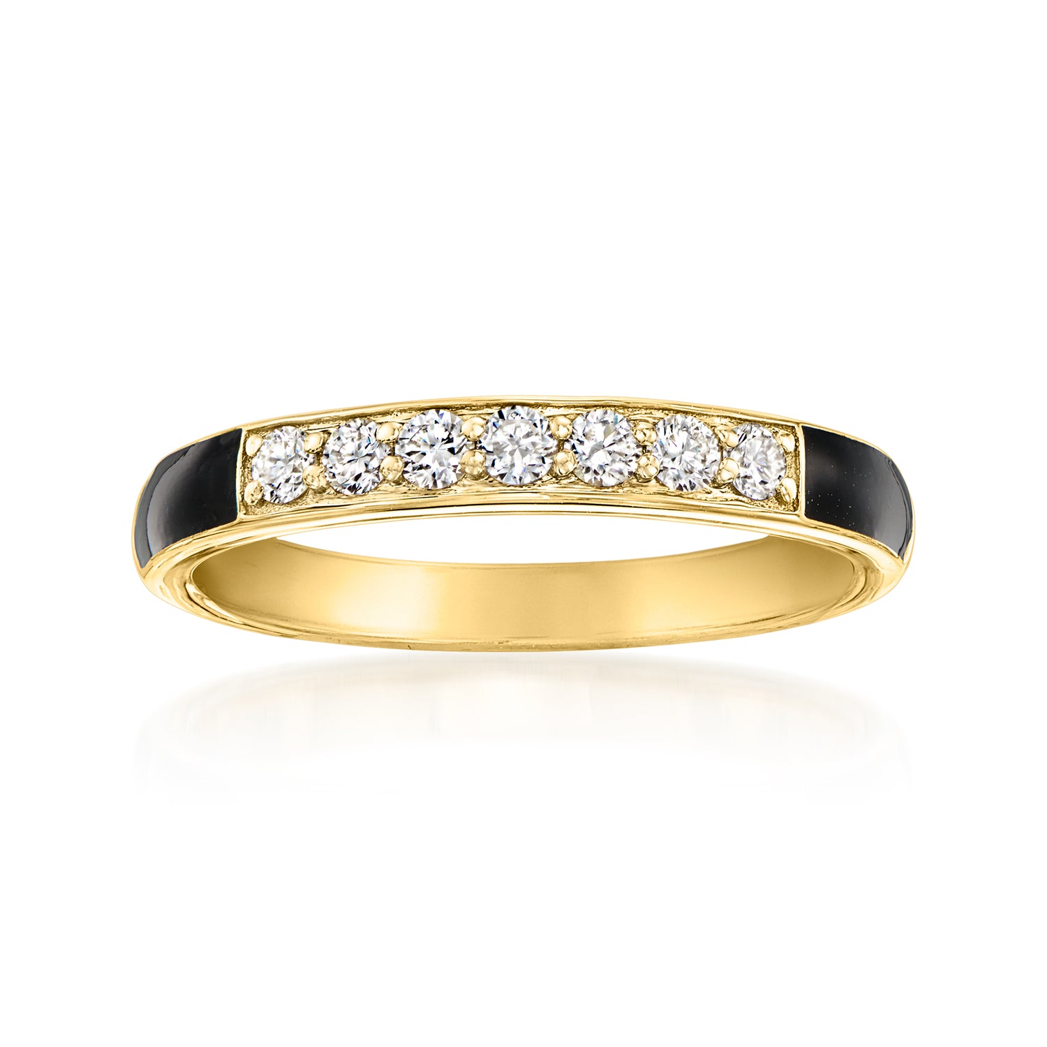 .25 ct. t.w. Lab Grown Diamond Ring with Black Enamel in 18kt Gold Over Sterling