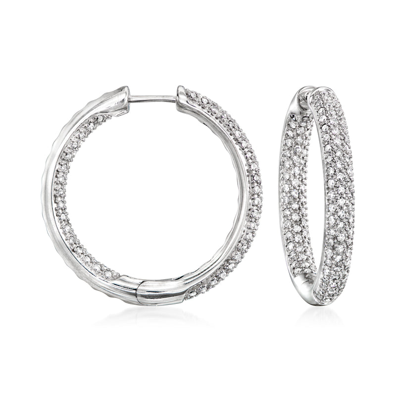 Vintage diamond inside-outside hoop earrings in 14kt white gold
