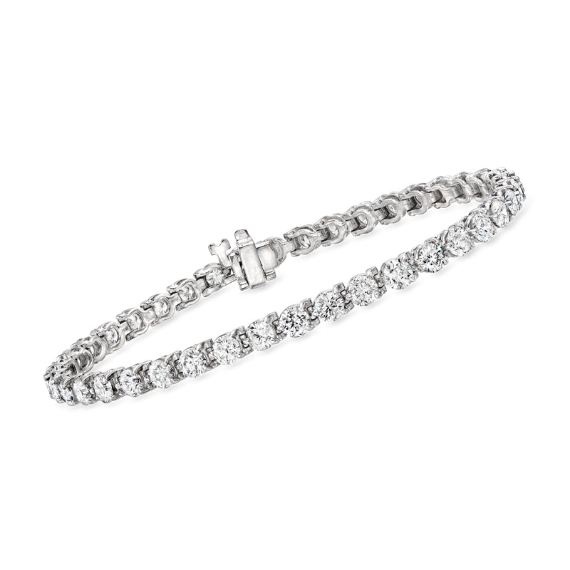 Vintage 18k white gold diamond tennis bracelet with row-set stones and box clasp