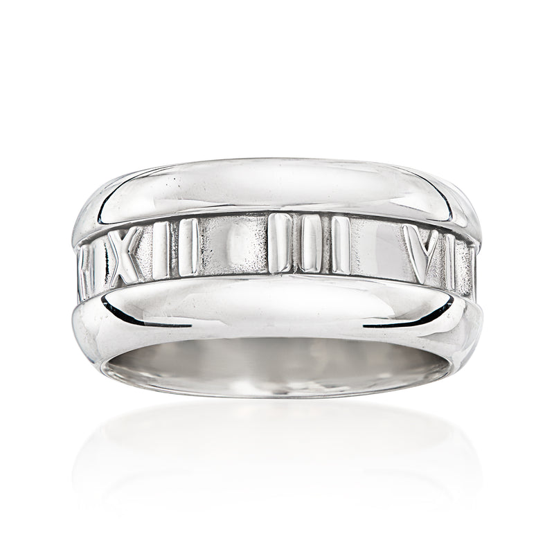 Vintage sterling silver band ring with raised geometric design