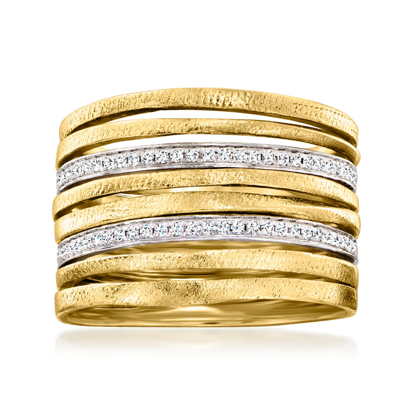 Vintage Simon G. diamond multi-row ring in two-tone gold