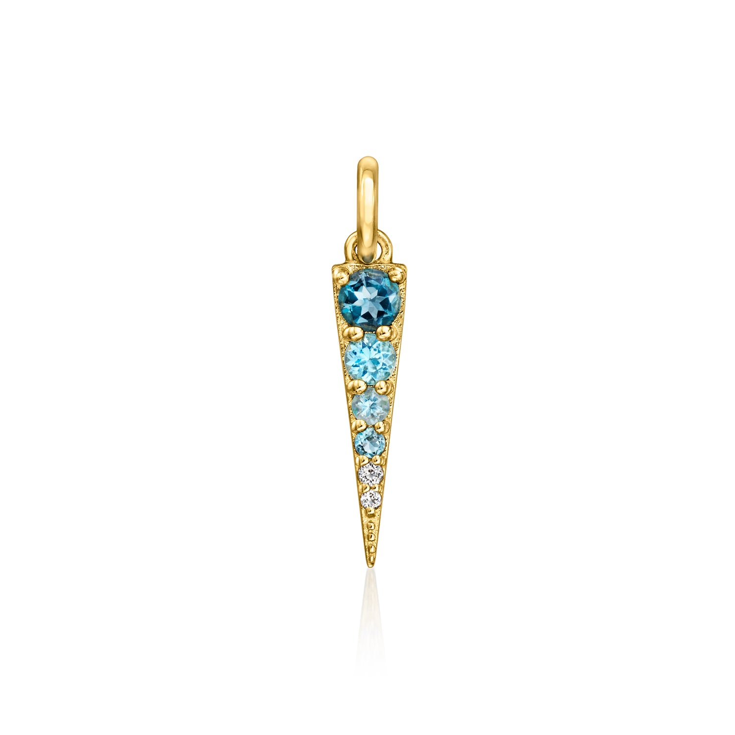 .25 ct. t.w. White and Tonal Blue Topaz Geometric Charm in 14kt Yellow Gold