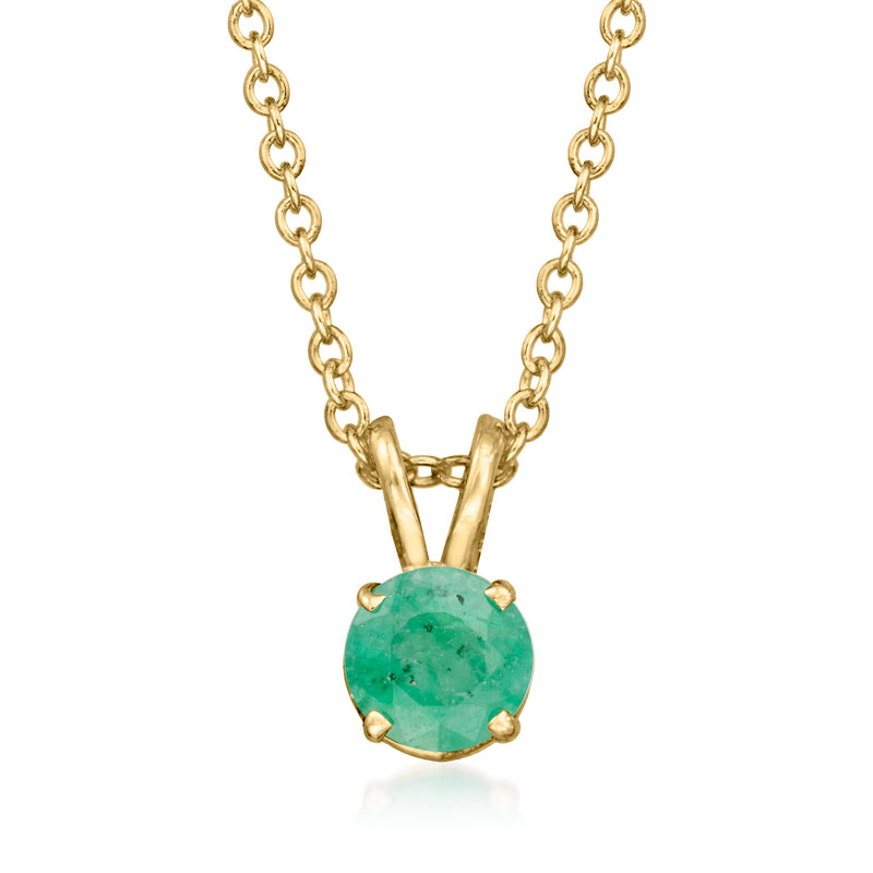 14kt yellow gold pendant necklace with round green gemstone