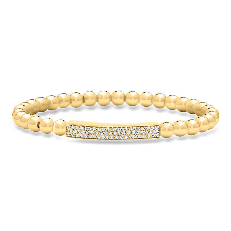 18kt gold-over-sterling diamond bar stretch bracelet with beaded links