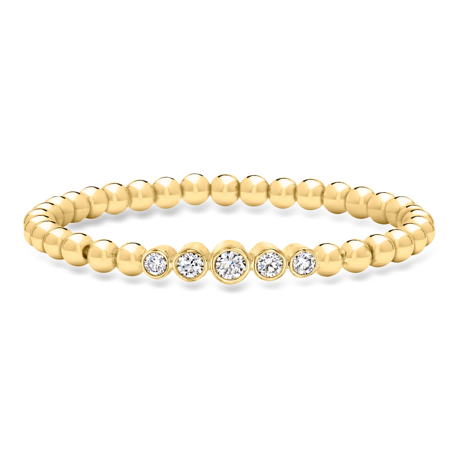 1.00 ct. t.w. Lab Grown Diamond Beaded Stretch Bracelet in 18kt Gold Over Sterling