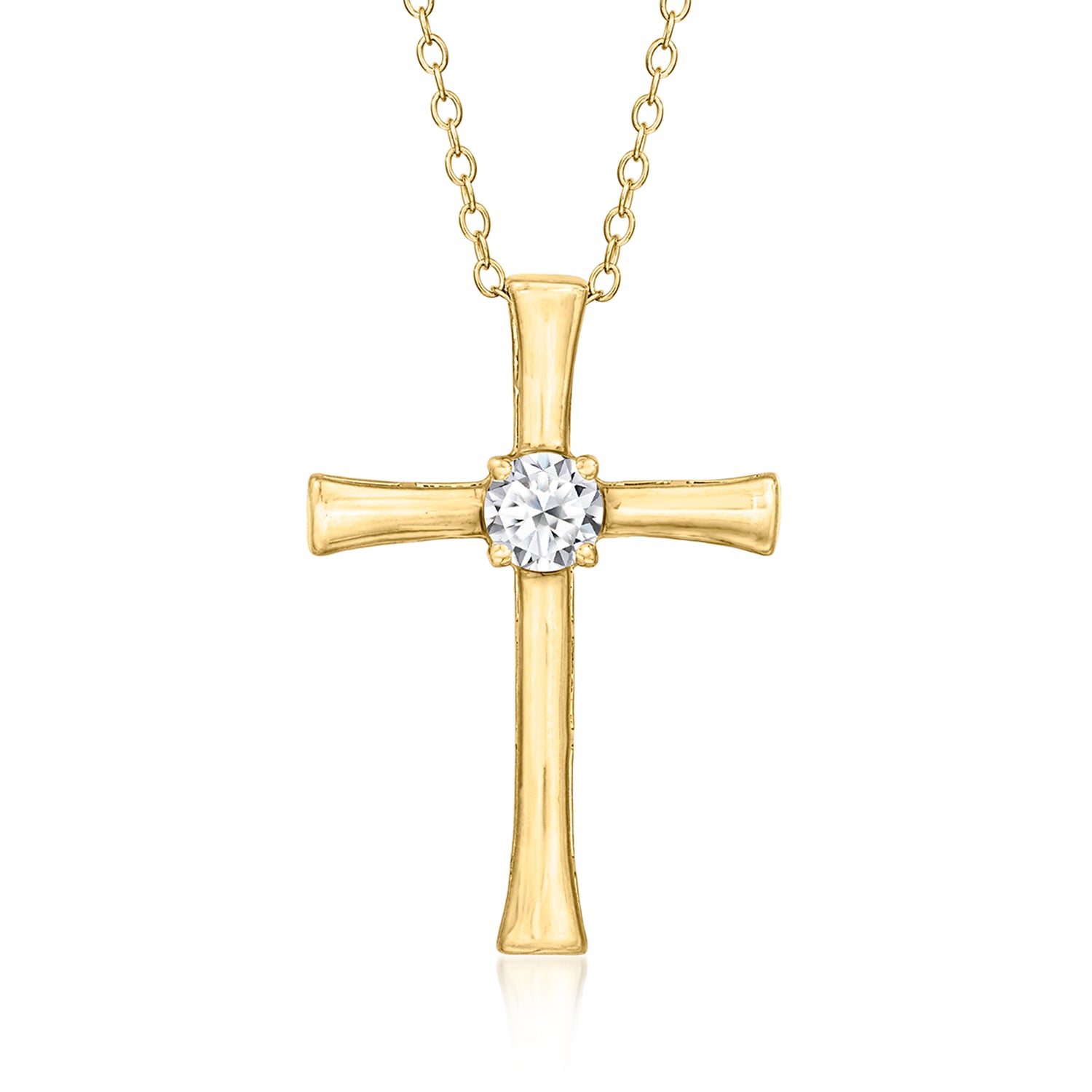 .50 Carat Lab Grown Diamond Cross Pendant Necklace in 18kt Gold Over Sterling