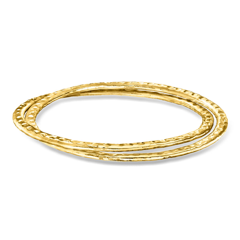 14kt gold-plated interlocking bangle bracelet with textured double oval links