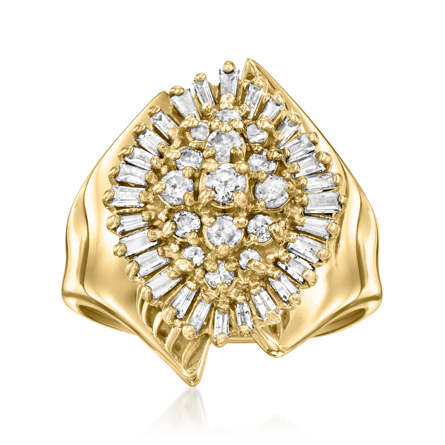 C. 1980 Vintage 1.00 ct. t.w. Diamond Cluster Ring in 14kt Yellow Gold