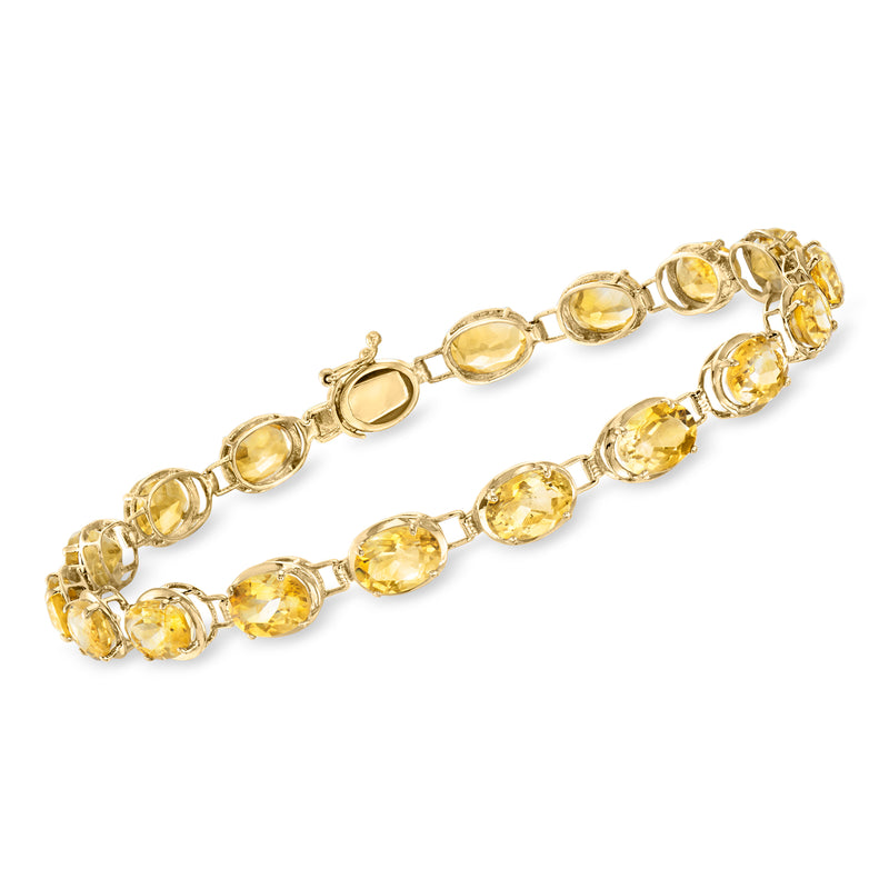 Vintage yellow gold citrine bracelet with oval yellow gemstone links