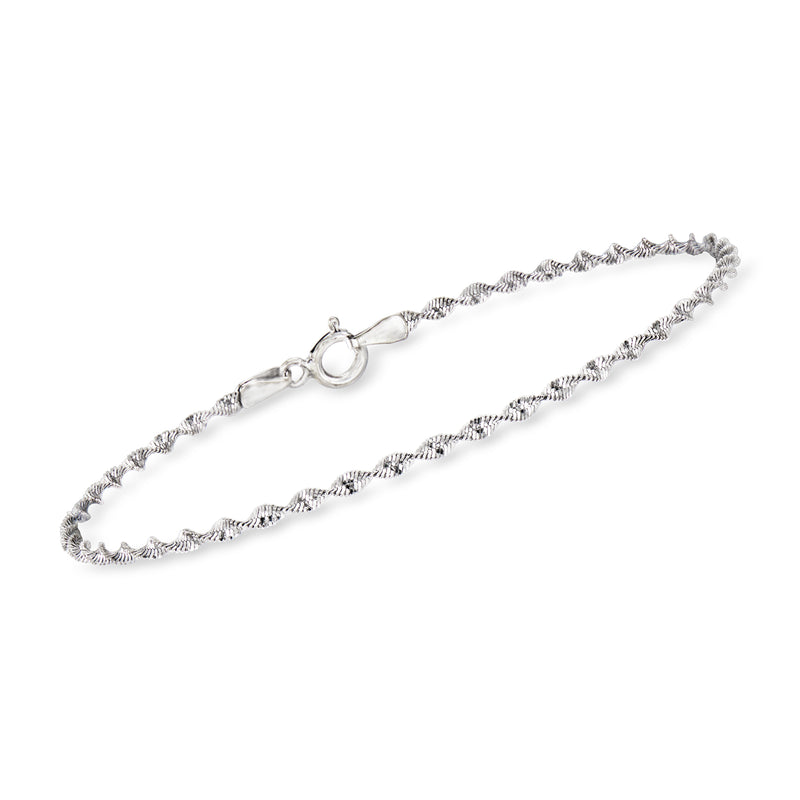 C. vintage 14kt white gold twisted herringbone bracelet with round clasp