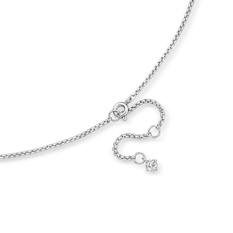 Rhodium-plated chain necklace clasp and extender with small round CZ accent