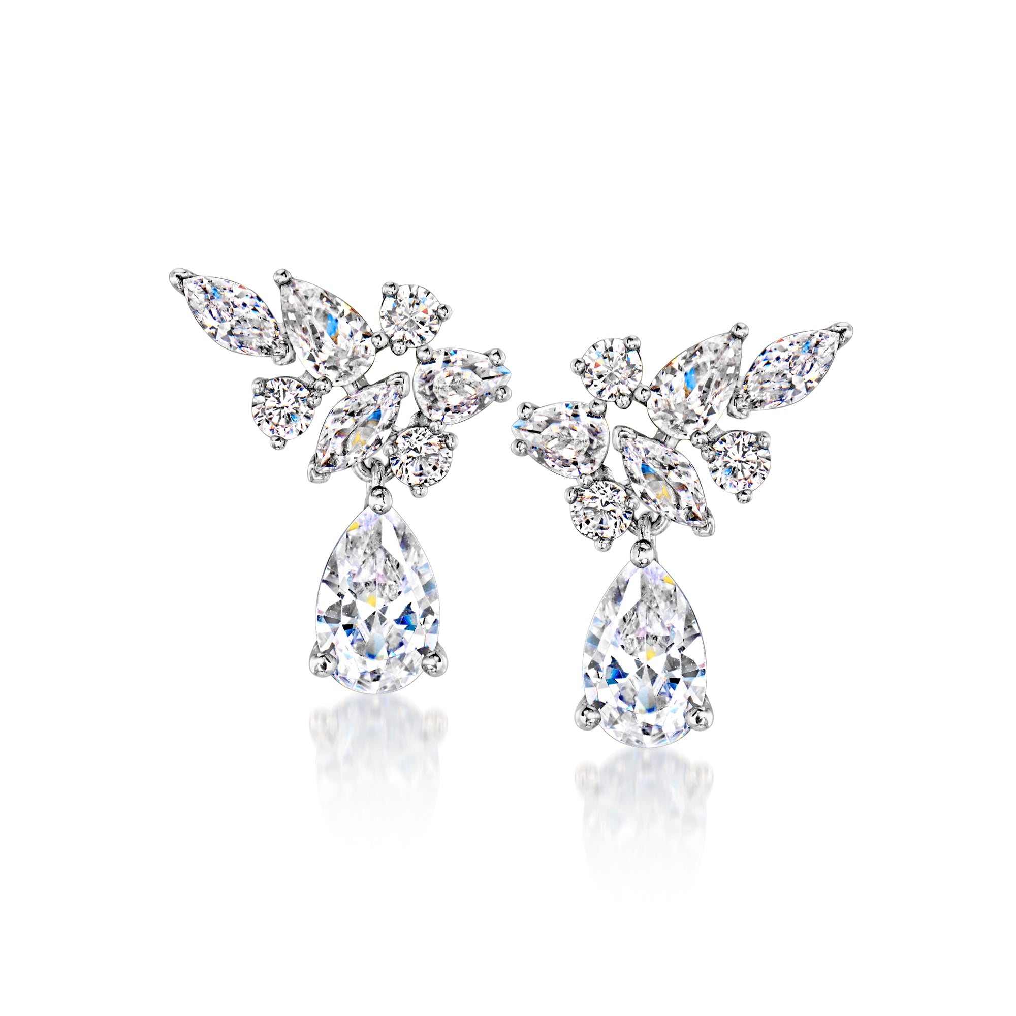 13.40 ct. t.w. Multi-Gemstone and Multicolored Enamel Flower Drop Earr