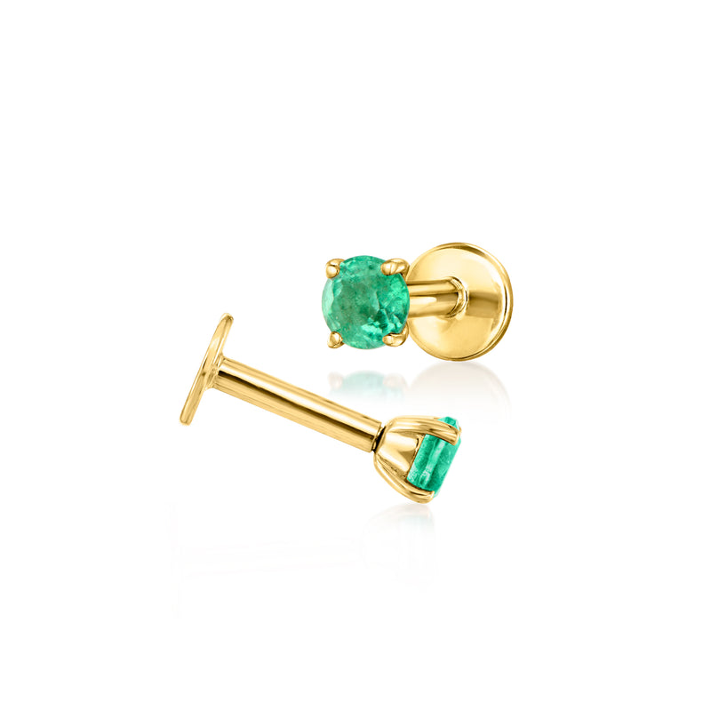 .20 ct. t.w. Emerald Flat-Back Stud Earrings in 14kt Yellow Gold