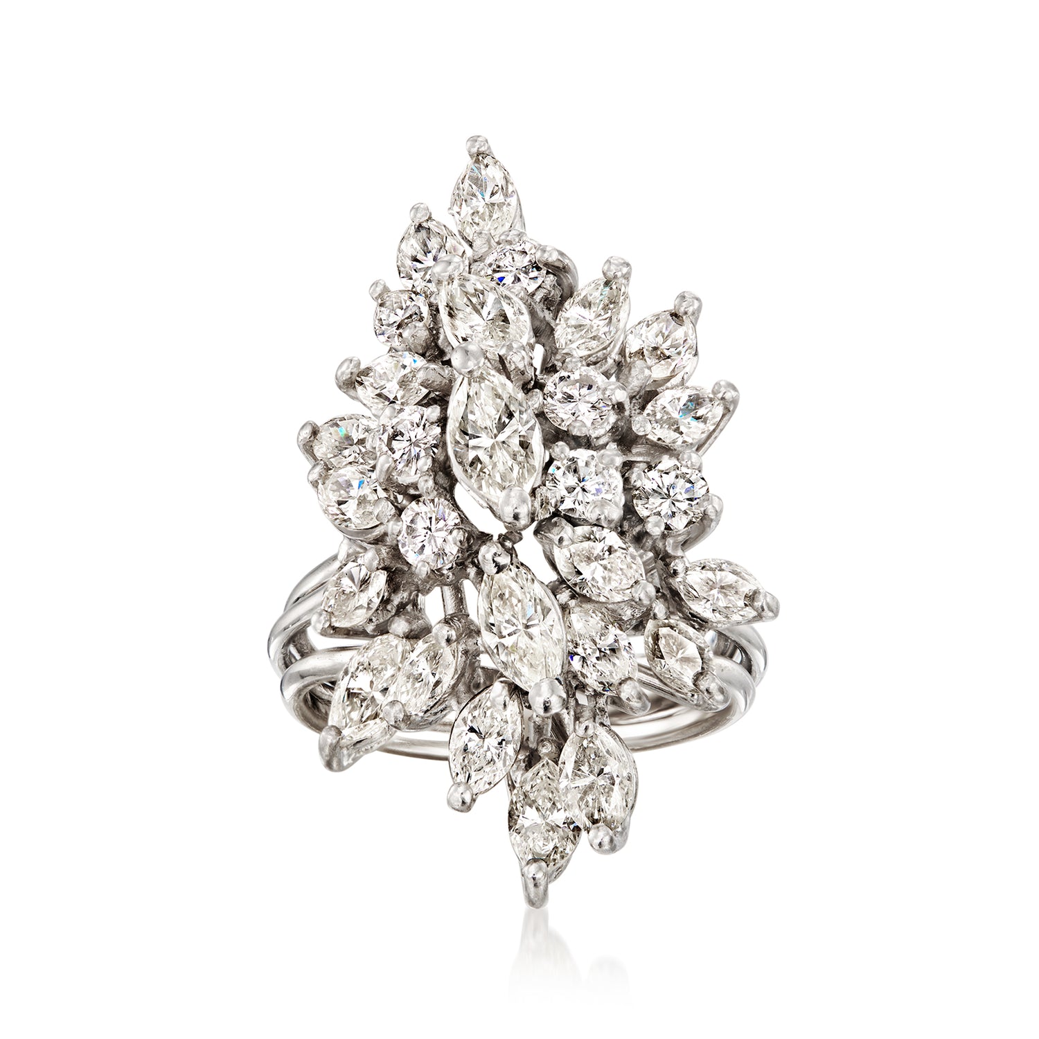 C. 2020 Vintage 3.25 ct. t.w. Diamond Cluster Ring in Platinum