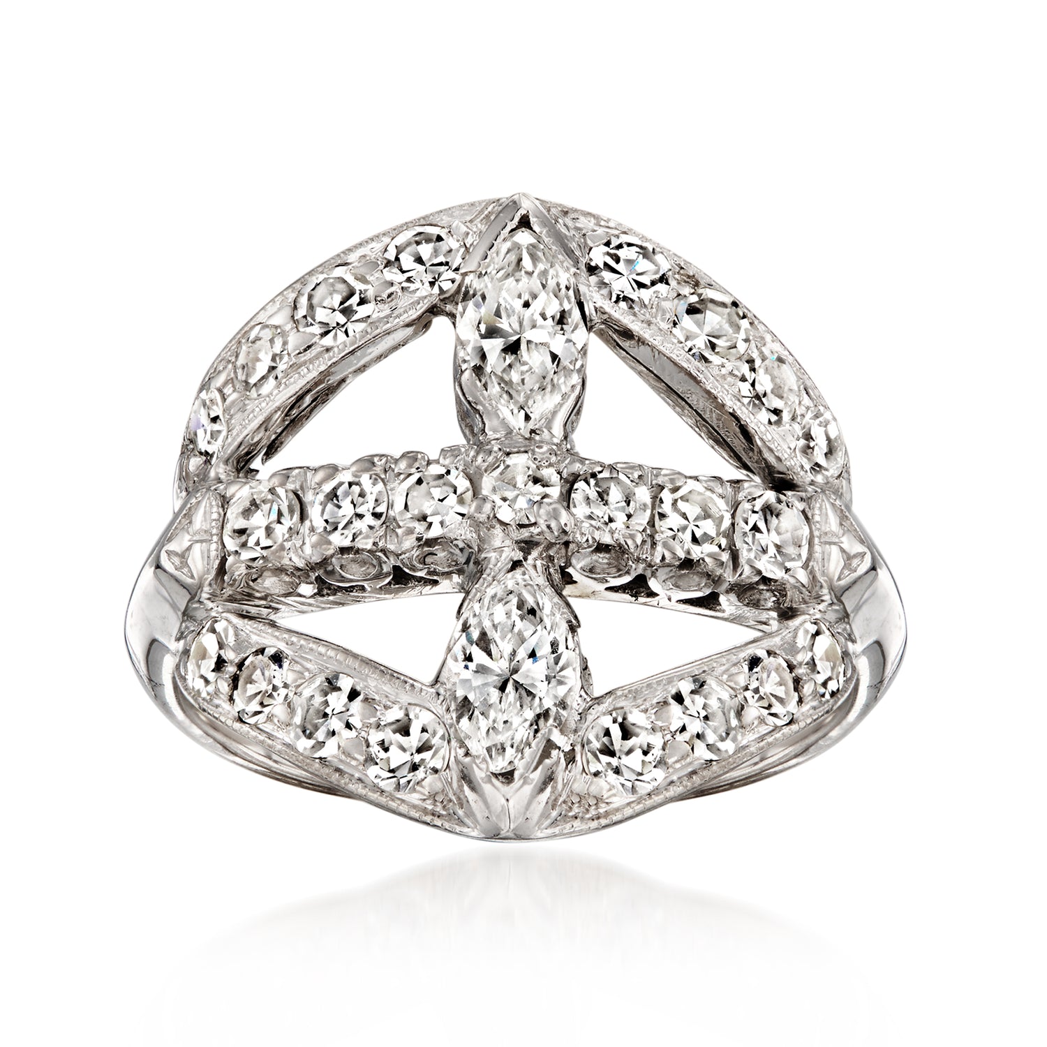 C. 1980 Vintage 1.40 ct. t.w. Diamond Ring in 14kt White Gold