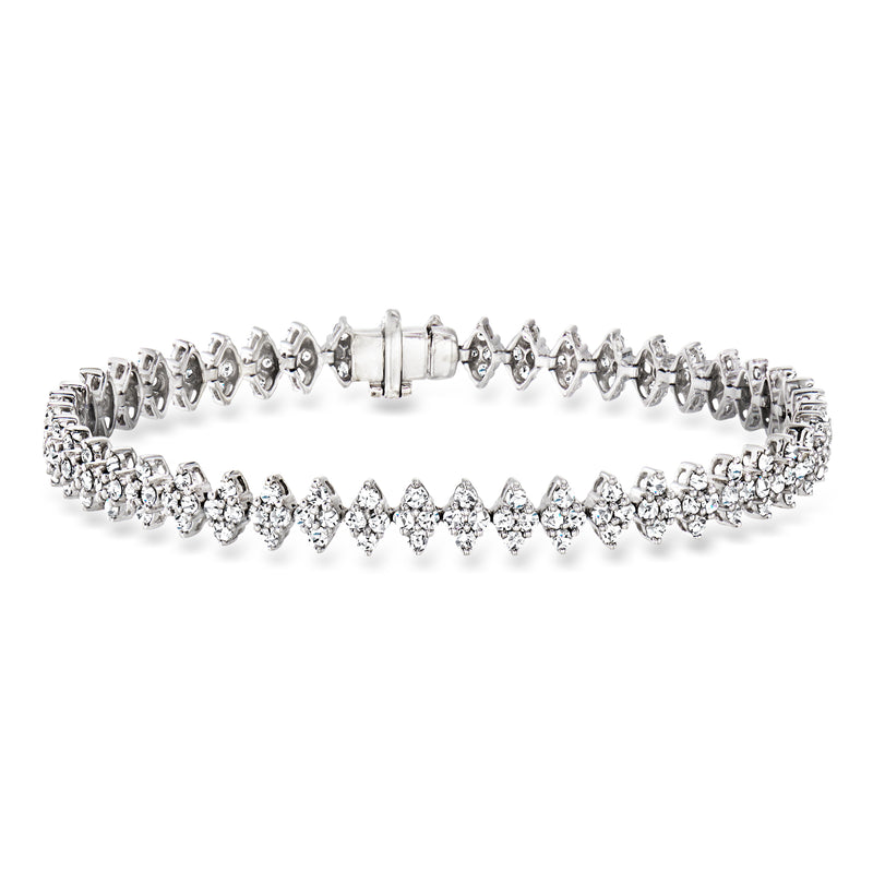 18kt white gold diamond marquise station bracelet with row of sparkling stones