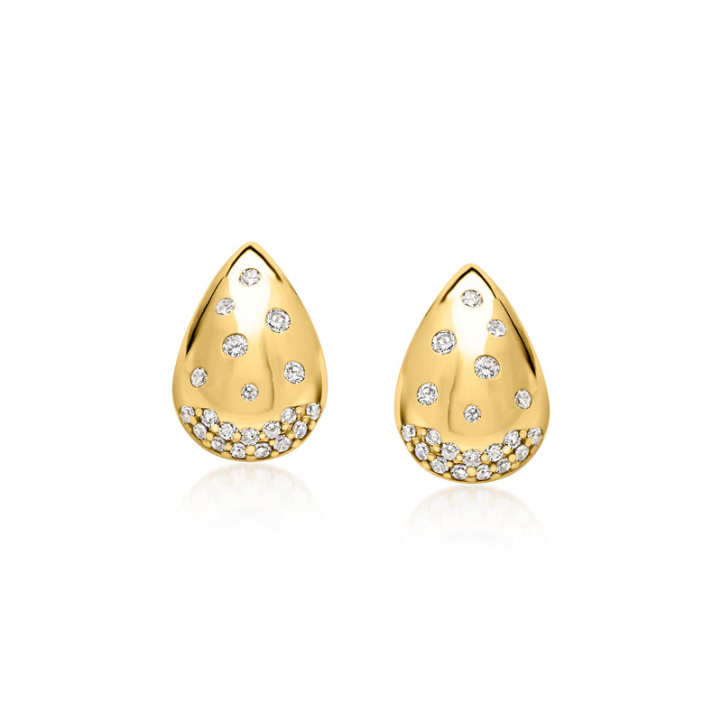 Teardrop diamond post earrings in 18kt gold over sterling