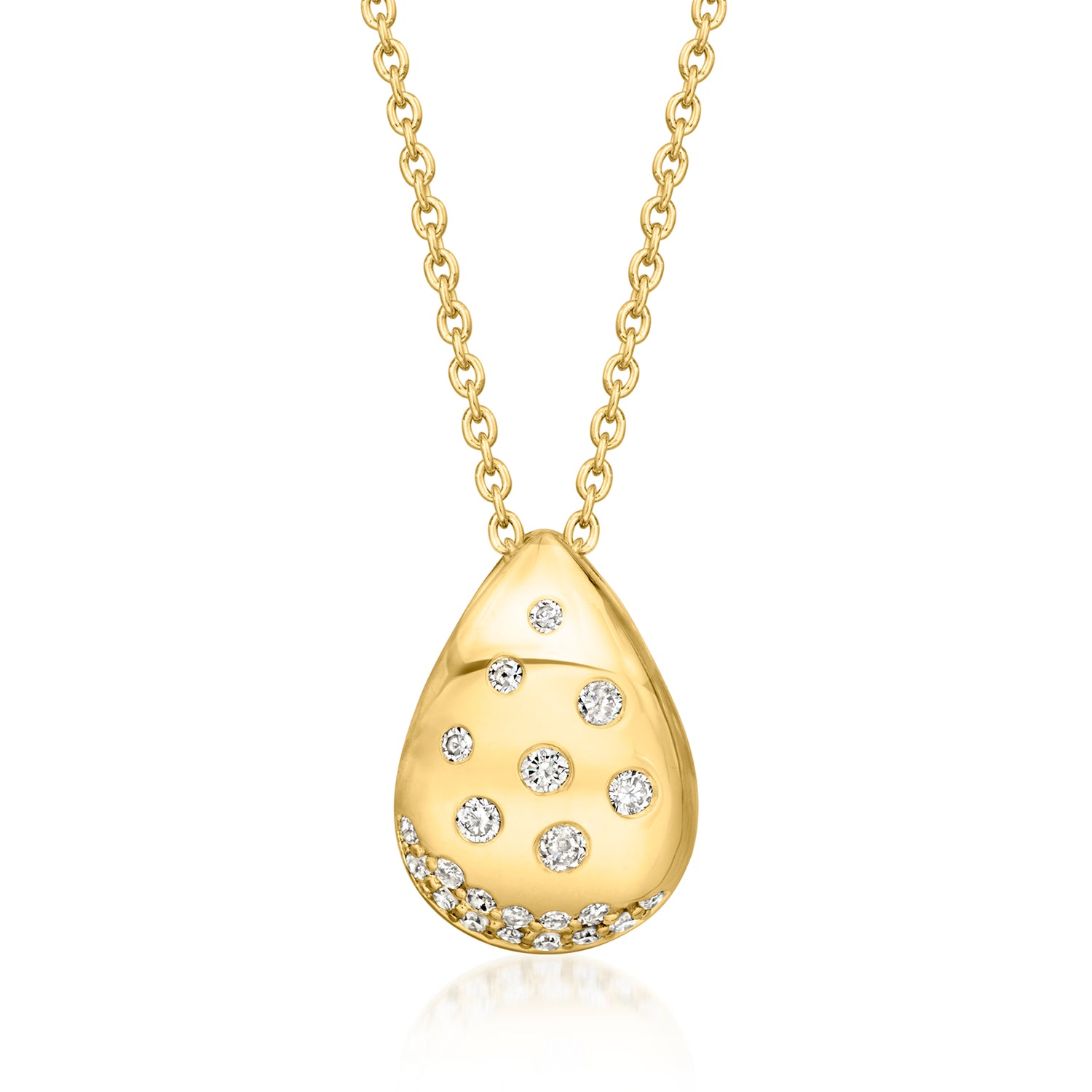 .20 ct. t.w. Scattered-Diamond Teardrop Necklace in 18kt Gold Over Sterling