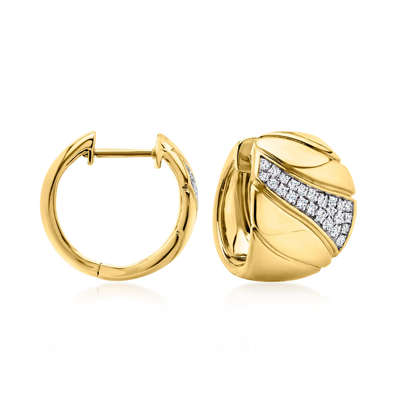 .30 ct. t.w. Diamond Asymmetrical Wave Hoop Earrings in 18kt Gold Over Sterling. 1/2"