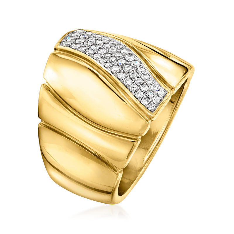 .30 ct. t.w. Diamond Asymmetrical Wave Ring in 18kt Gold Over Sterling