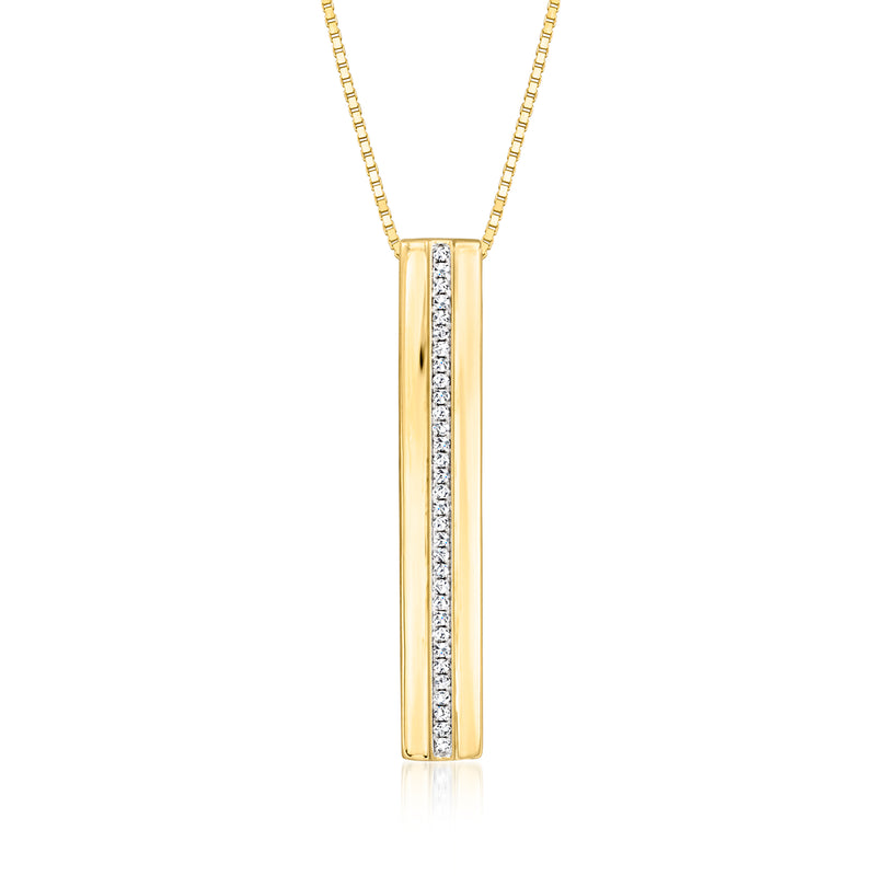 Vintage 14kt yellow gold diamond bar pendant necklace with vertical center diamond row