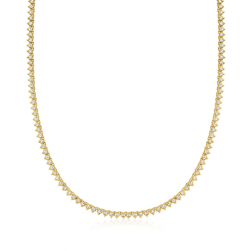 14kt yellow gold diamond tennis necklace with round-cut stones