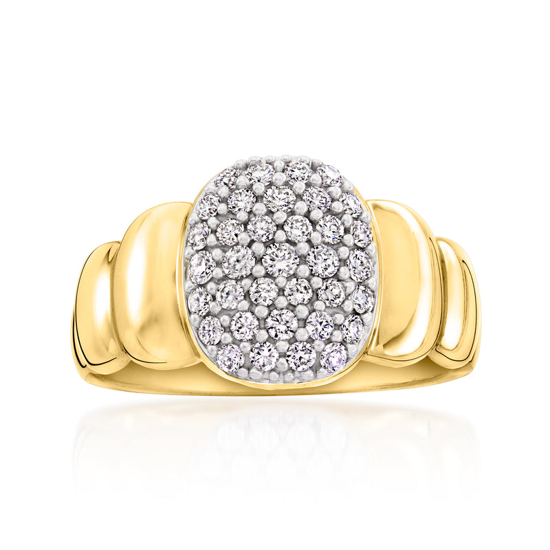 Puffy cluster ring with lab-grown diamonds in 18kt gold over sterling